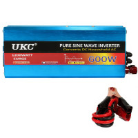 Інвертор для автомобільних акумуляторів UKC 12V 220V 600W Перетворювач напруги Чиста синусоїда