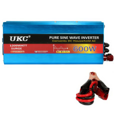 Інвертор для автомобільних акумуляторів UKC 12V 220V 600W Перетворювач напруги Чиста синусоїда