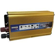 Перетворювач напруги інвертор Power 2000 Вт 12-220V Автомобільний перетворювач Золотистий