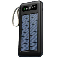 Портативний зарядний пристрій із сонячною панеллю та набором кабелів Power Bank на 30 000 mAh з дисплеєм