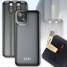 Повербанк 40000mAh з дисплеєм та вбудованими кабелями Type-C | Lightning KP KPG-401
