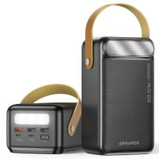 Портативний зарядний пристрій Power Bank з дисплеєм та ліхтариком AWEI P101K 60000 mAh Чорний