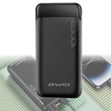 Портативний зарядний пристрій на 10000 mAh Power Bank Awei P37K Чорний