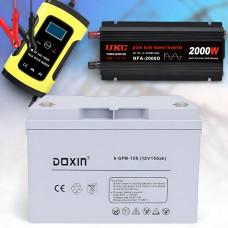 Набір автономного живлення Акумулятор 150Ah + Інвертор 2000W + Зарядний 12V/6A