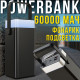 Портативний повербанк 60000 мАг з вбудованими кабелями, ліхтариком та RGB-підсвіткою Type-C | USBх2 Чорний