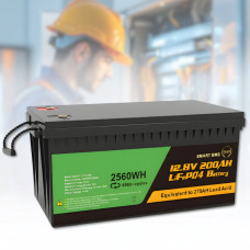 Літій-залізо-фосфатний акумулятор з вбудованою BMS LiFePO4 | 12.8V | 200Ah | 2560Wh