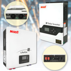 Комплект резервного живлення MUST | Акумулятор 25.6V 2.5KW 100Ah LP16 інвертор 3.2kW 24V PV18-3224VPM II