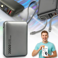 Power Bank 20000mAh з дисплеєм та кабелями Type-C | Lightning TUGII Y245