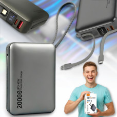 Power Bank 20000mAh з дисплеєм та кабелями Type-C | Lightning TUGII Y245